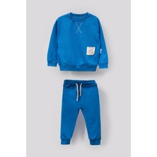 Bubito Tarz Etiketli Mevsimlik Pamuklu Bebek&çocuk 2'li Alt Üst Takım-Mavi