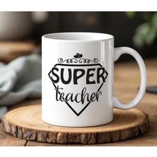 BB Design Super Teacher Tasarımlı Beyaz Seramik Baskılı Kupa Bardak 330 ml