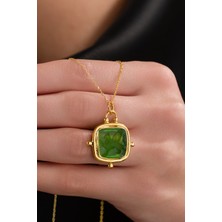 Baskın Gümüş Intaglio Glass Cameo 18 K Gold Kaplama 925 Ayar Gümüş Kolye