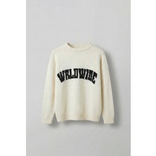 Abluka Online Erkek Relaxed Fit Premium Triko Kazak Ekru