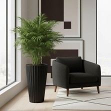 Bliss Lilyum Dekoratif Çizgili Saksı Vazo & Şemsiyelik Antrasit Renk 58 cm (Içliksiz)