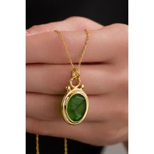 Baskın Gümüş Intaglio Glass Cameo 18 K Gold Kaplama 925 Ayar Gümüş Nefertiti Kolye