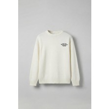 Abluka Online Erkek Oversize Essential Örme Kazak %100 Pamuk Ekru