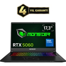 Monster Tulpar T7 V26.3.5 Intel Core 7 250H 32 GB Ram 1 Tb SSD 8 GB Rtx 5060 Windows 11 17,3" Fhd 144 Hz Oyun Bilgisayarı