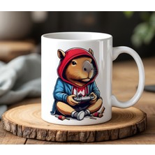 BB Design Kapibara Oyun Konsolu Tasarımlı Beyaz Seramik Baskılı Kupa Bardak 330 ml