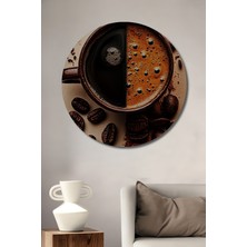 Teona Ahşap Arabica Vs Robusta Kahve Çekirdekleri Yağlı Boya Görünümlü Ahşap Tablo Yuvarlak Duvar Tablosu