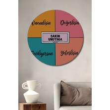 Teona Ahşap Önemlisin Değerlisin Sakin Unutma Seviliyorsun Yeterlisin Ahşap Dekoratif Tablo Yuvarlak Duvar Tablosu