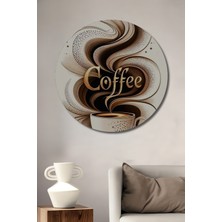 Teona Ahşap Sihirli Kahve Buharı Sulu Boya Görünümlü Dekoratif Ahşap Tablo  Yuvarlak Duvar Tablosu