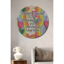 Teona Ahşap Pastel Boya Görünümlü Modern Sanat Ahşap Dekoratif Tablo Yuvarlak Duvar Tablosu