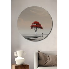 Teona Ahşap Kızıl Ağaç Gölge Oyunları Ahşap Dekoratif Tablo Yuvarlak Duvar Tablosu