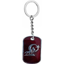 Herşey Nota Bozkurt Temalı Metal Künye Kırmızı Renk Unisex Anahtarlık