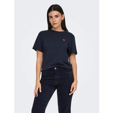 Only Kadın Jdy Bisiklet Yaka Kalp Logolu T-Shirt - 15298612