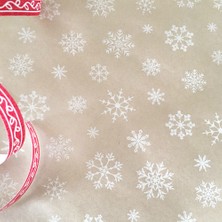 Bimotif 3lü Ambalaj, Paket Kağıdı, 70X100 cm Kar Desenli, Kraft-Beyaz