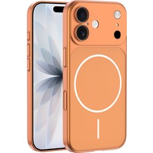 HTstore iPhone Uyumlu 16 Kılıf Zore M-Safe Şarj Özellikli Kamera Korumalı Spark Kapak-Turuncu