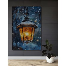 Teona Ahşap Sulu Boya Görünümlü Kış Sokak Lambası Ahşap Dekoratif Ev,antre,salon,ofis,mutfak,yatak Odası Tablo