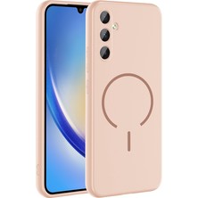 Galaxy Uyumlu A34 Kılıf M-Safe Şarj Özellikli Zore Meta Kapak-Rose Pembe