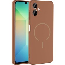 Galaxy Uyumlu A06 Kılıf M-Safe Şarj Özellikli Zore Meta Kapak-Kahverengi