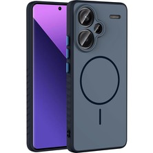 HTstore Xiaomi Uyumlu  Redmi Note 13 Pro Plus 5g Kılıf M-Safe Şarj Özellikli Zore Tea Kapak-Lacivert