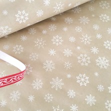 Bimotif 10LU Ambalaj, Paket Kağıdı, 70X100 cm Kar Desenli, Kraft-Beyaz