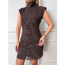 Size Özgü Kahve Flok Elbise