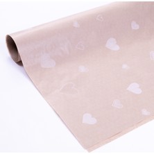 Bimotif 10LU Ambalaj, Paket Kağıdı, 70X100 cm Kalp Desenli, Kraft-Beyaz