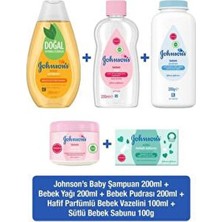 Johnson's Baby Bebek Bakım Seti: 500 ml Şampuan, 200 gr Pudra, 200 ml Tarama Spreyi, 100 gr Sabun