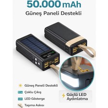 On6 Store 50.000 Mah Güneş Enerjili Powerbank | Çoklu Çıkışlı 4 USB + Type-C | Güçlü LED Aydınlatmalı Taşınabilir Şarj Cihazı