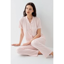Arnetta Kadın Pembe Gömlek Pijama Takım
