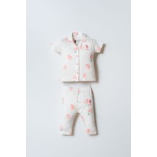 U.S. Polo Assn. U.S. Polo Assn Kız Bebek Gömlek Pijama Beyaz-Pudra