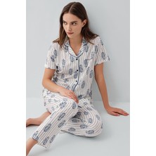 Pierre Cardin Kadın Beyaz Gömlek Pijama Takım