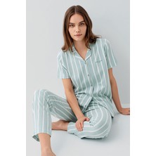 Pierre Cardin Kadın Yeşil Gömlek Pijama Takım