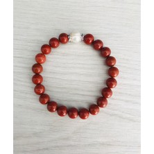 Mk Tasarım Gerçek Red Jasper Taşı - Inci Bileklik – MKT.1.101.41- Taşların Kendi Rengidir, Boya Değildir