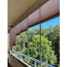 Perdego Katlanabilir Pudra Rengi Cam Balkon / Ev / Ofis Plise Perde