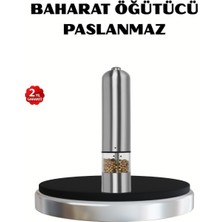Selfbuysell Modern Otomatik Baharat Öğütücü Seti – Pilli, Paslanmaz Çelik, LED Aydınlatmalı