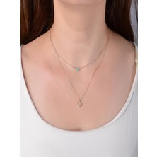 FT Tasarım 2 Katlı Zirkon Taşlı Zarif Kolye