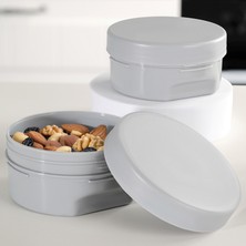 Meleni Baby 2'li Kapaklı Atıştırma Kabı Seti - Yuvarlak Çocuk Atıştırmalık Bebek Beslenme Mama Kabı 150ML Gri