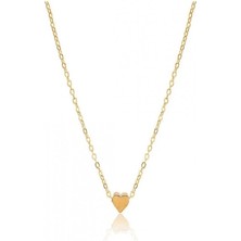 FT Tasarım Çelik Kalp Kolye Gold Minimalist