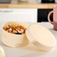 Meleni Baby 1 Adet Kapaklı Atıştırma Kabı - Yuvarlak Çocuk Atıştırmalık Bebek Beslenme Mama Kabı 150ML Bej