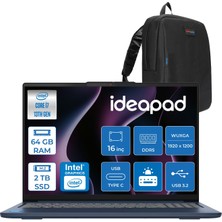 Lenovo Ideapad Slim 5 16IRH10  Intel Core I7-13620H 64GB Ddr5 2tb SSD Intel® UHD Graphics 16" Wuxga (1920X1200) IPS 300NITS Freedos Taşınabilir Bilgisayar 83HS00B4TRF24+ZETTAÇANTA