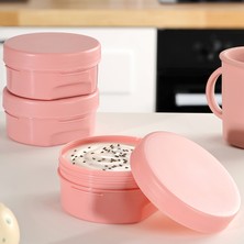 Meleni Baby 3'lü Kapaklı Atıştırma Kabı Seti - Yuvarlak Çocuk Atıştırmalık Bebek Beslenme Mama Kabı 150ML Pembe