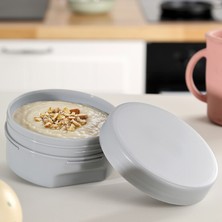 Meleni Baby 1 Adet Kapaklı Atıştırma Kabı - Yuvarlak Çocuk Atıştırmalık Bebek Beslenme Mama Kabı 150ML Gri