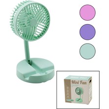 Selfbuysell Mini Fan W-1630-A SDR-B07 M.üstü Vantilatör USB Şarjlı Katlanır Fan=12.5cm - Ayak=12.5cm 180 Derece Ayarlı Telefonluklu (5324)