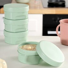 Meleni Baby 4'lü Kapaklı Atıştırma Kabı Seti - Yuvarlak Çocuk Atıştırmalık Bebek Beslenme Mama Kabı 150ML Yeşil