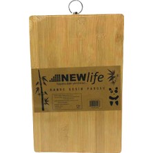 Selfbuysell Ahşap Koyu Bambu Kesim Panosu Metal Kulplu 18X28CM (5324)