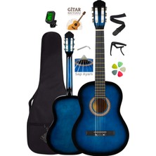 Campbell CE-55BL 4/4 Tam Boy Klasik Gitar Mavi | Sap Ayarlı | Full Aksesuar Setli