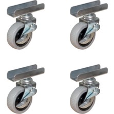 SHC4200 Furç Uzun-Sunta Bilyalı Teker (Frenli) - 20X50 - Gri - 18MM HKS185 - 4 Adet