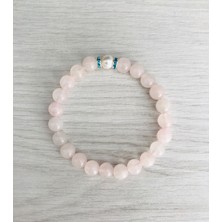 Mk Tasarım Gerçek Pembe Kuvars Taşı - Inci Bileklik – MKT.1.101.42- Taşların Kendi Rengidir, Boya Değildir