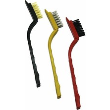 Selfbuysell 3 Parça  Mini Tel Fırça Seti Prinç - Çelik - Naylon Fırça (5324)