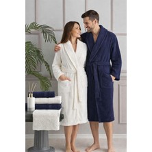 Özdilek Branch Aile Bornoz Seti Krem-Lacivert