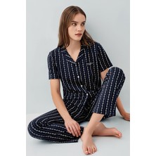 Pierre Cardin Kadın Lacivert Gömlek Pijama Takım